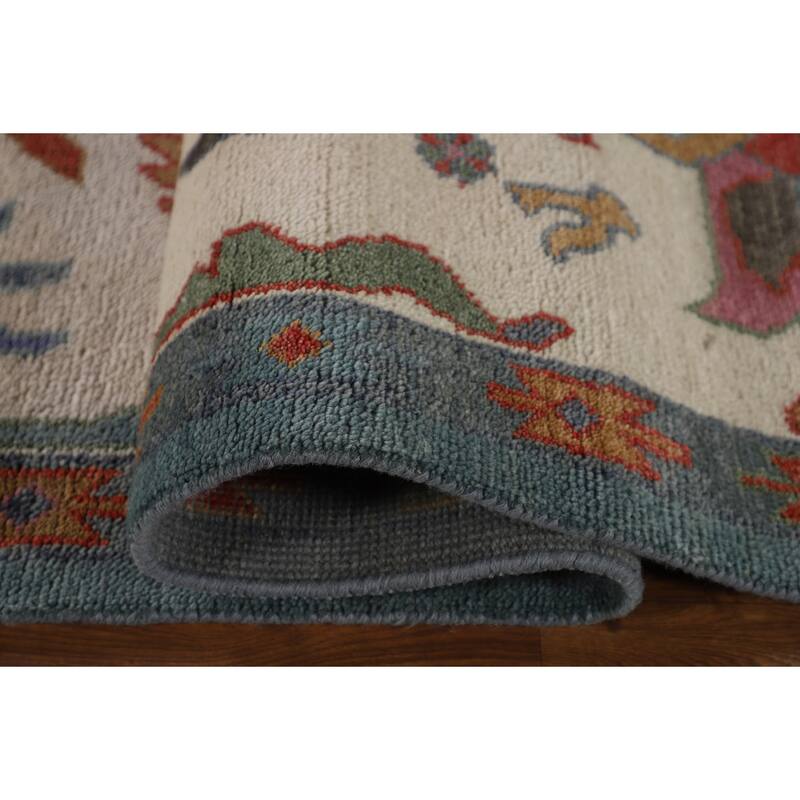 Floral Blue Oushak Indian Area Rug Handmade Wool Carpet - 9'3"x 12'0"