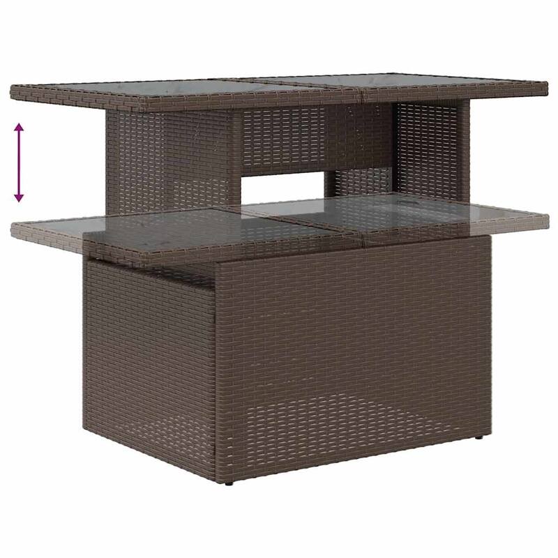 vidaXL Patio Sofa Set with Cushions Table and Couches 5 Piece Poly Rattan - 21.7 x 24.4 x 27.2