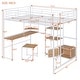 preview thumbnail 29 of 38, Full Size Metal Loft Bed with Bulit-in Desk and Stool, Heavy Duty Loft Bedframe with Cabinet and Open Storage Shelves for Kids