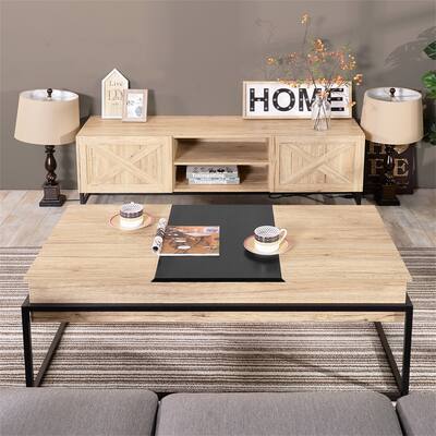 Wooden Lift Top Coffee Table with Storage - 49"Lx24"Wx17"H