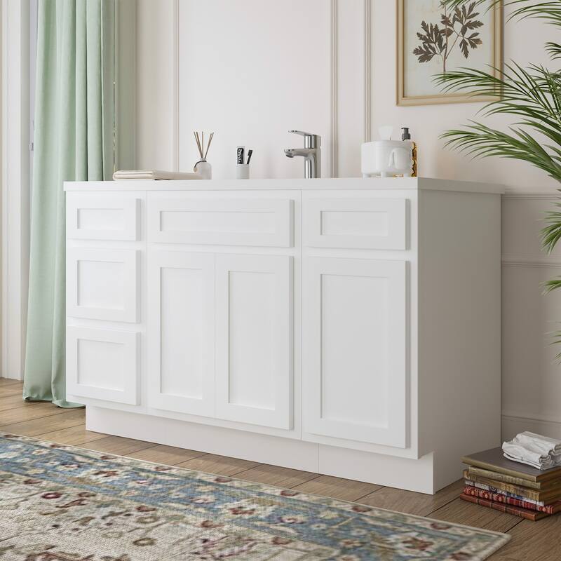 Vanity Art 54" Oak Freestanding Bathroom Vanity Cabinet without Top