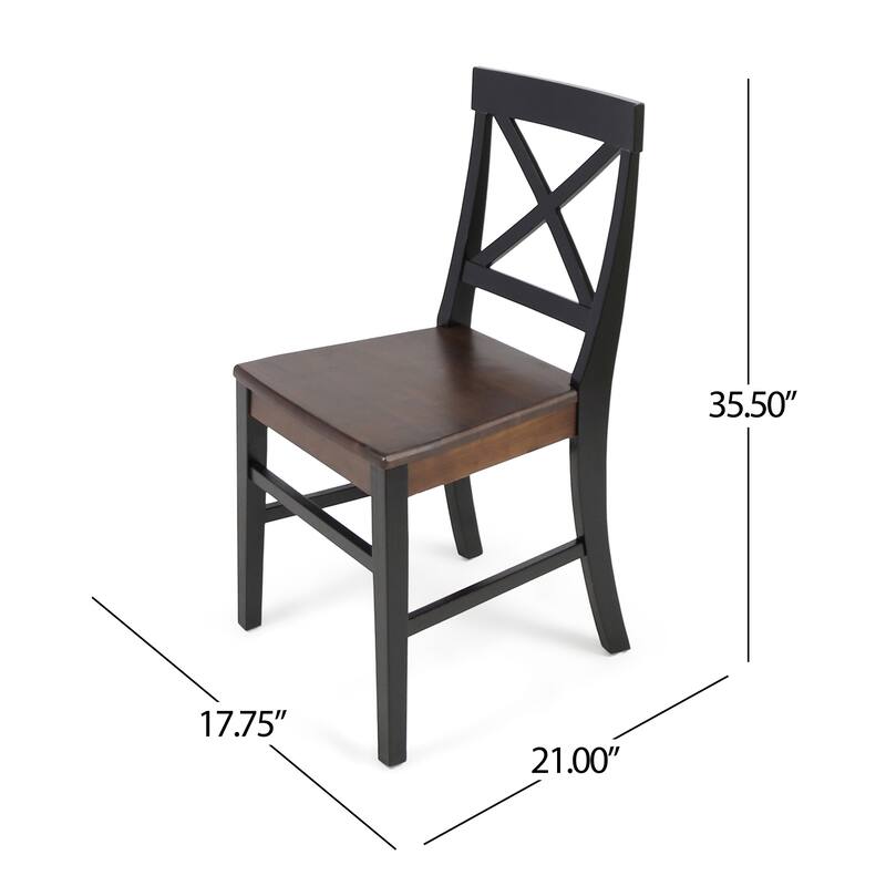 Country Set of 2 Dining Chairs with X-shaped Back, Solid Wood Frame for Dining Room Living Room Balcony and Patio