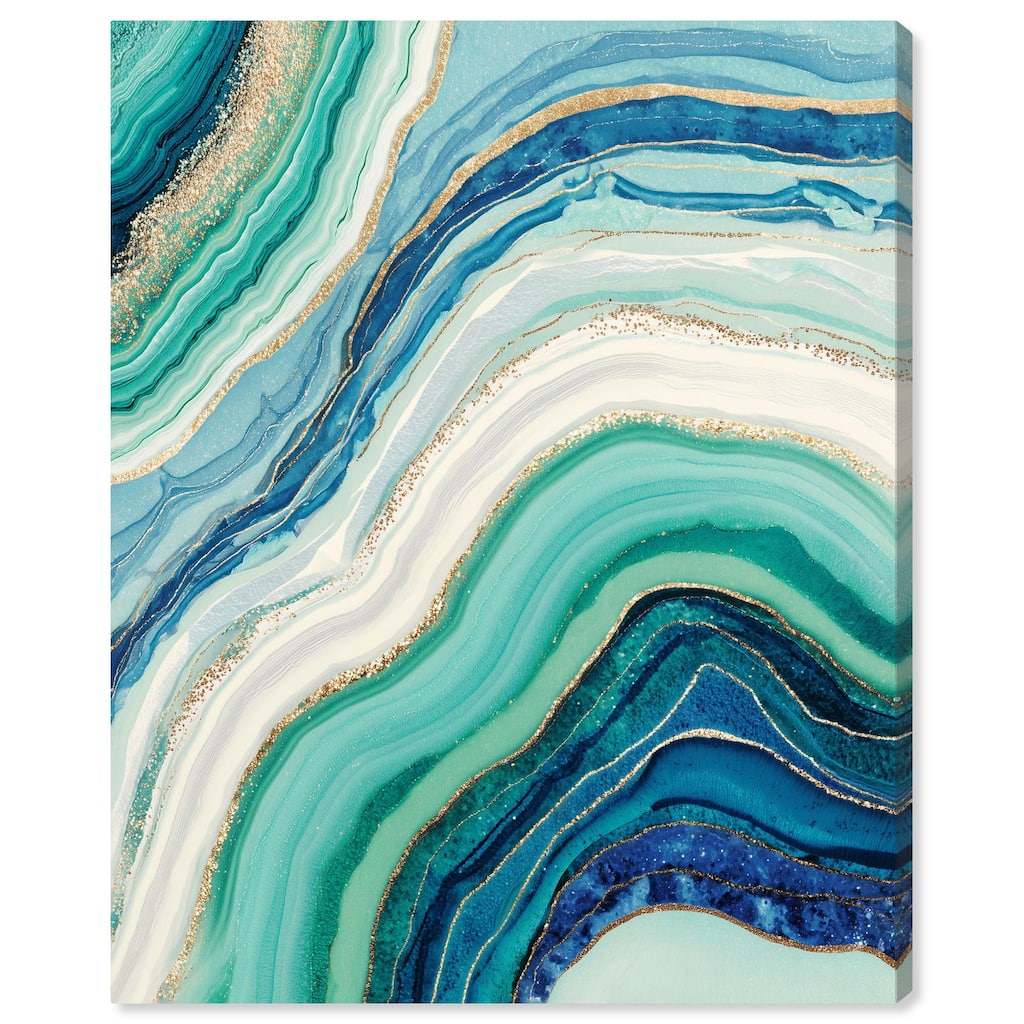 Blue Green Abstract Agate I Canvas by Art Remedy, Gallery Wrapped