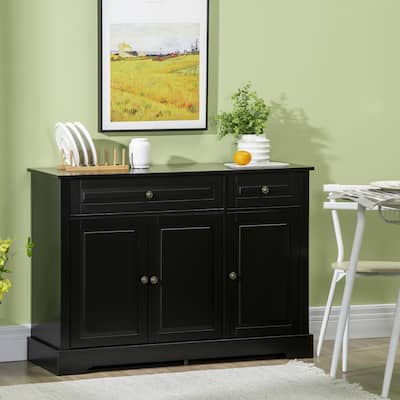 Kitchen Buffet Cabinet with Adjustable Shelves & Two Drawers for Dining Room or Kitchen Storage