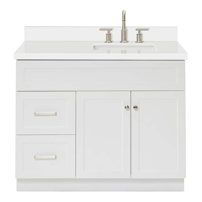 Ariel F043SRWQRVO Hamlet 43" Free Standing Single Basin Vanity Set - White / Pure White Top - Painted