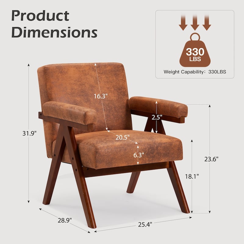 EROMMY Accent Chair, Mid Century Modern Sitting Chair with Solid Wood Frame, Armchair for Living Room Lounge Balcony