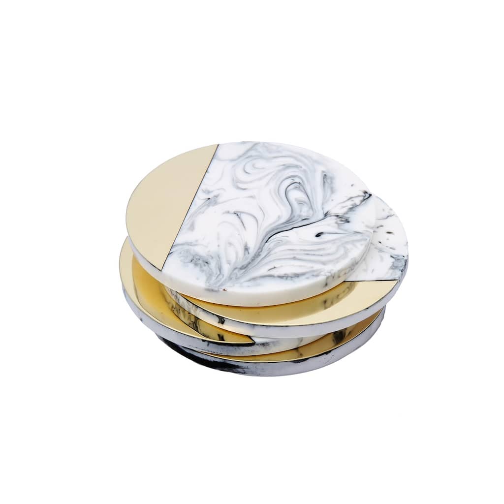 Set of 4 Marble Shaded Drink Coasters - 4"D