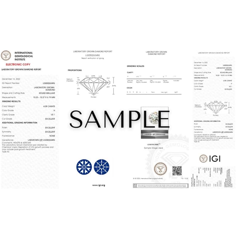 12Ct Certified Lab Grown Diamond Studs in White Gold