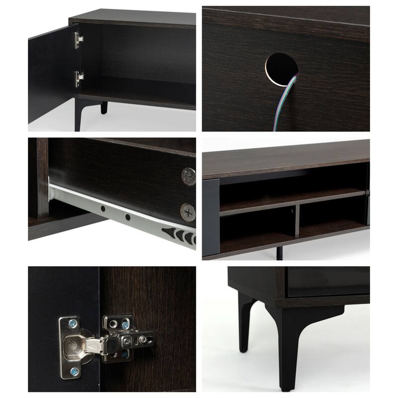 TV Cabinet with LED Remote Control Lights, UV Bloom Drawer Panel