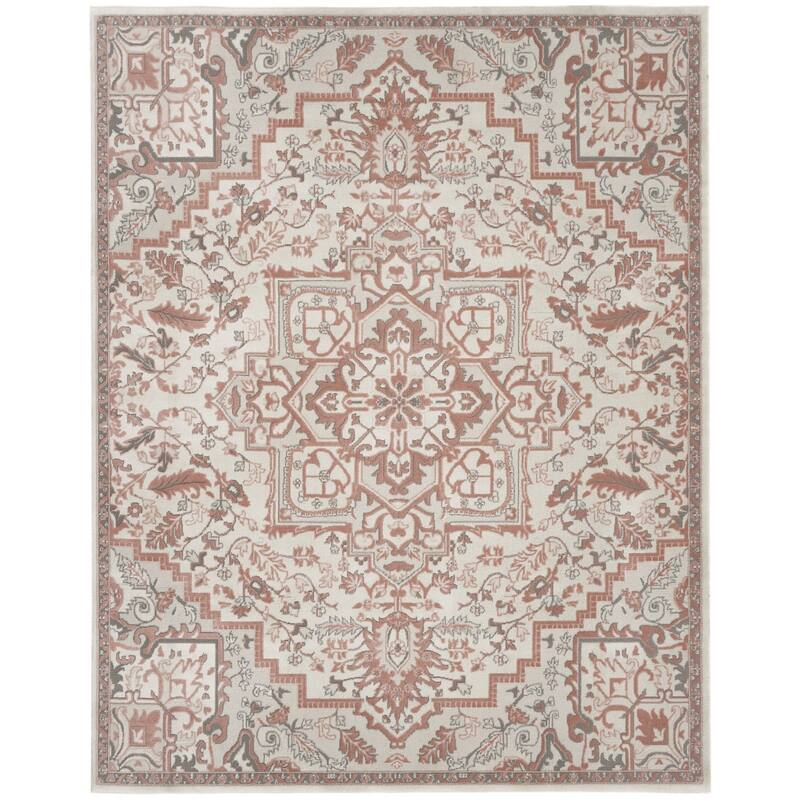 Jure Power Loomed Floral Traditional Non Skid Low Pile Area Rug By HomeRoots - 118' X '94' X '0.25