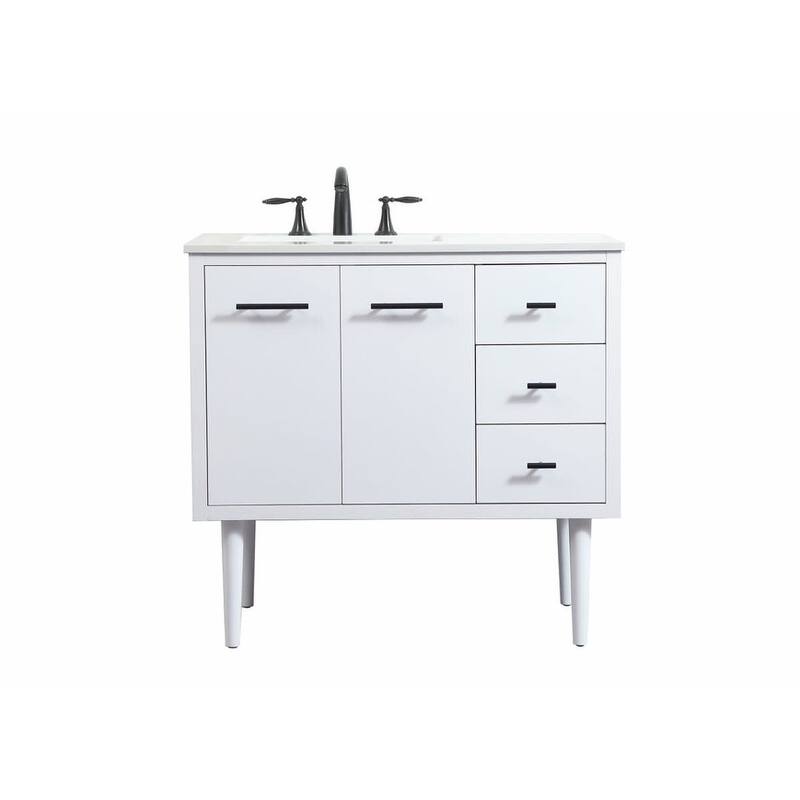Elegant Lighting VF48036M Cyrus 36" Free Standing, Wall Mounted Single - White - Painted