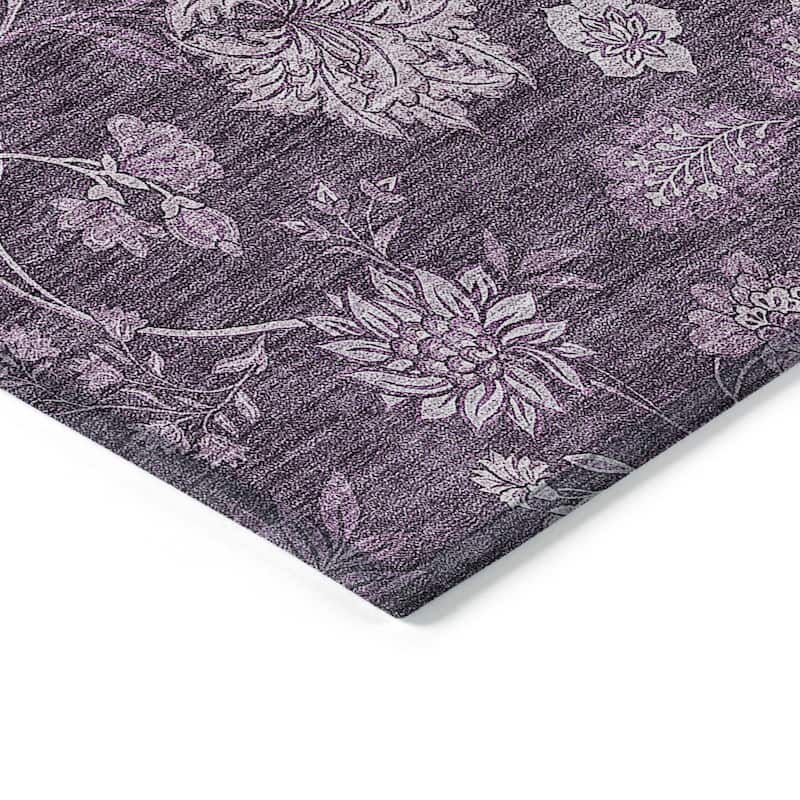 Machine Washable Indoor/ Outdoor Chantille Floral Farmhouse Rug