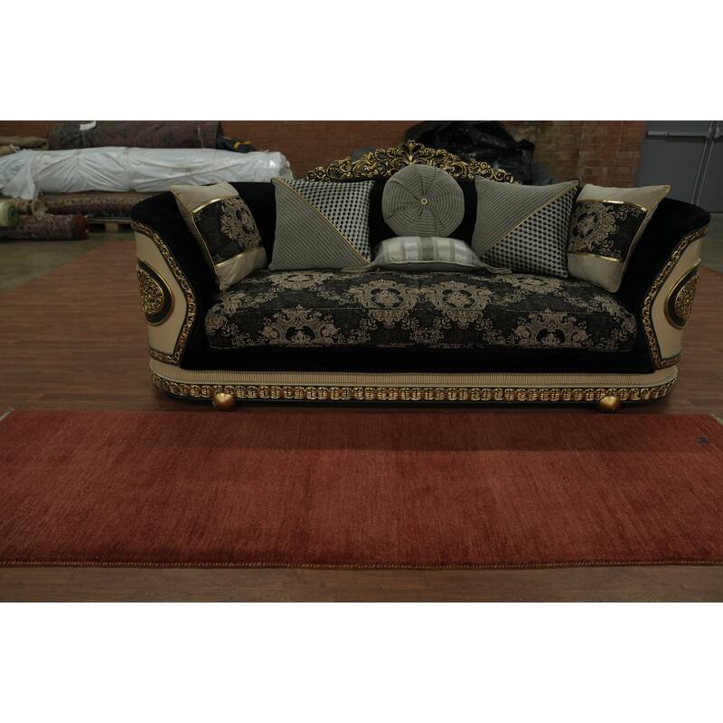 Hand Knotted Oriental 100% Wool Carpet Tribal Modern Oranges & Rust Gabbeh Runner Rug - 10' 0'' X 2' 11''