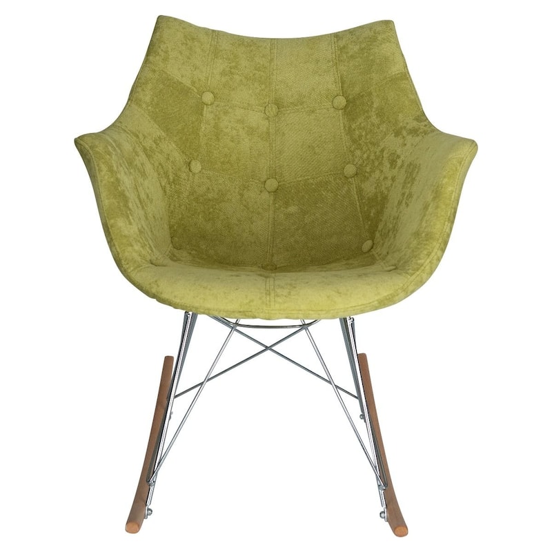 Willow Modern Velvet Upholstered Rocking Nursery Chair - Mid Century Accent Armchair for Home Living Bedroom Indoor & Outdoor