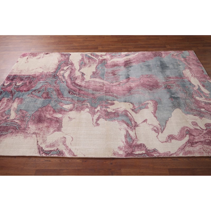 Contemporary Abstract Indian Area Rug Handmade Wool Carpet - 5'1"x 8'0"