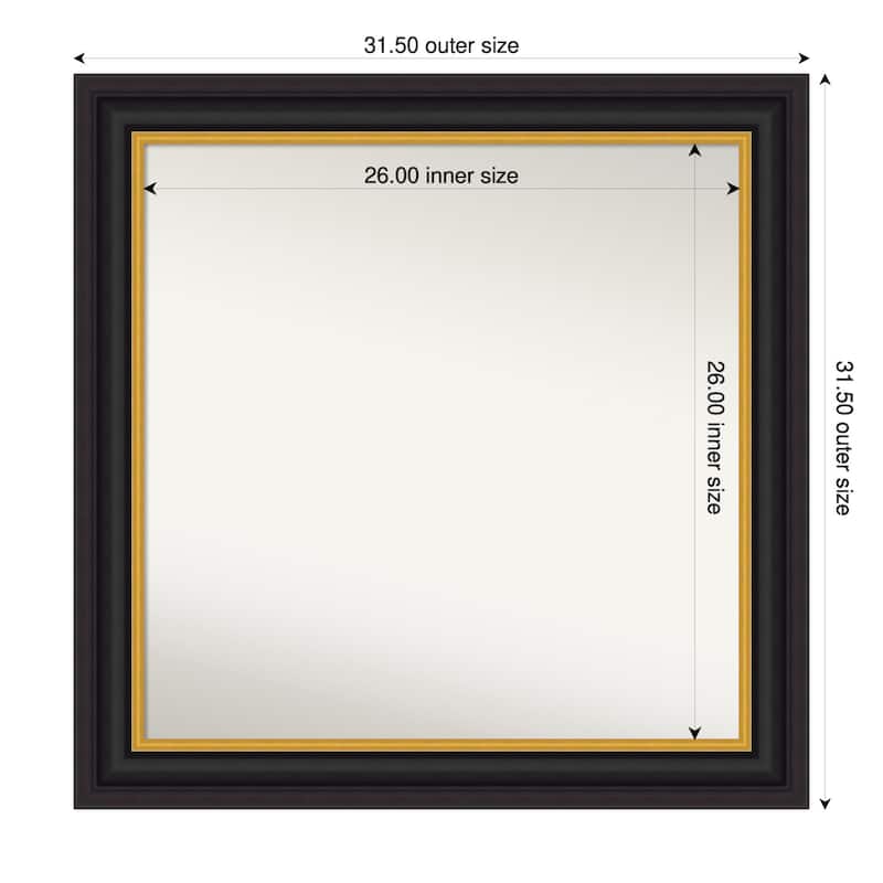 Sierra Non-Beveled Wood Framed Bathroom Vanity Wall Mirror - 32 x 32 in - Sierra Black Brown