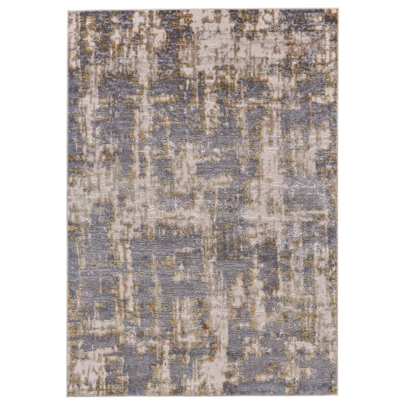 Waldor 3969F Abstract Modern Area Rug - 1'8" x 2'10" - Gray/Gold