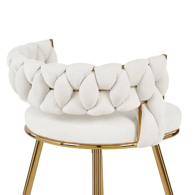 Javlergo Set of 2/4/6 Counter Height Bar Stools, 26.77" Upholstered Woven Back Bar Chairs with Armrests and Footrest