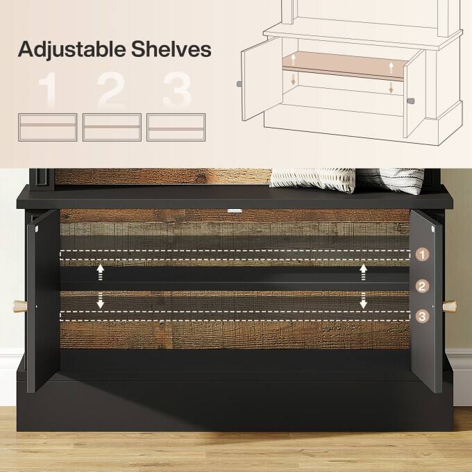 4-In-1 Hall Tree With Shoe Bench and Coat Rack for Entryway, Bedroom