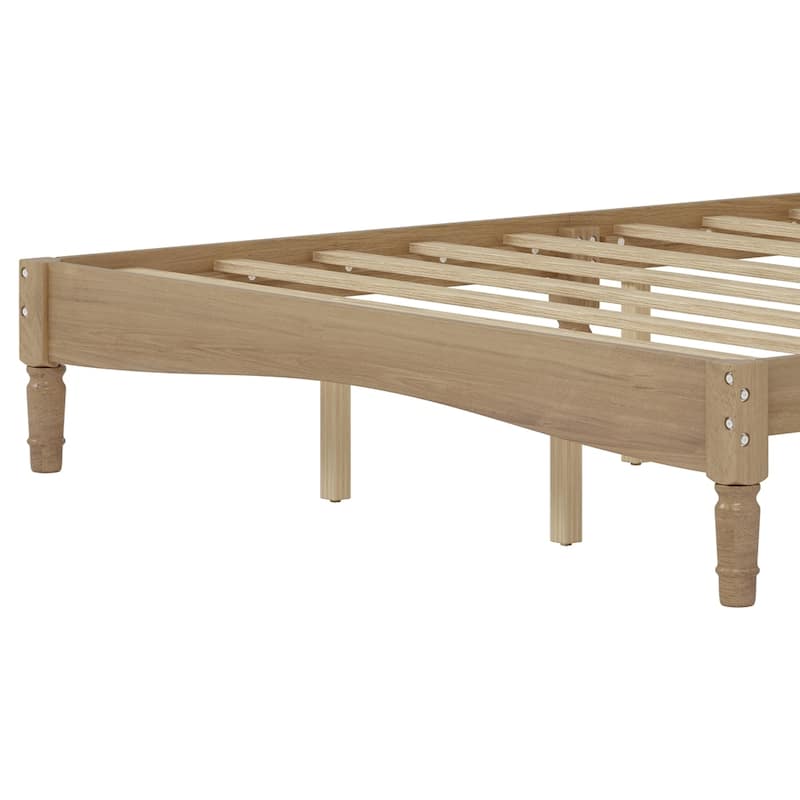 Queen Size Wood Platform Bed with Gourd Shaped Headboard