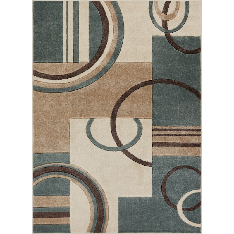 Well Woven Modern Geometric Arcs Shapes Area Rug - 3'11" x 5'3"