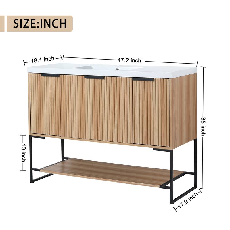 Malwee 24"/30"/48" FreeStanding Bathroom Vanity, Floor Stand Bathroom Vanity with Resin Top,Soft Close Door & Drawer