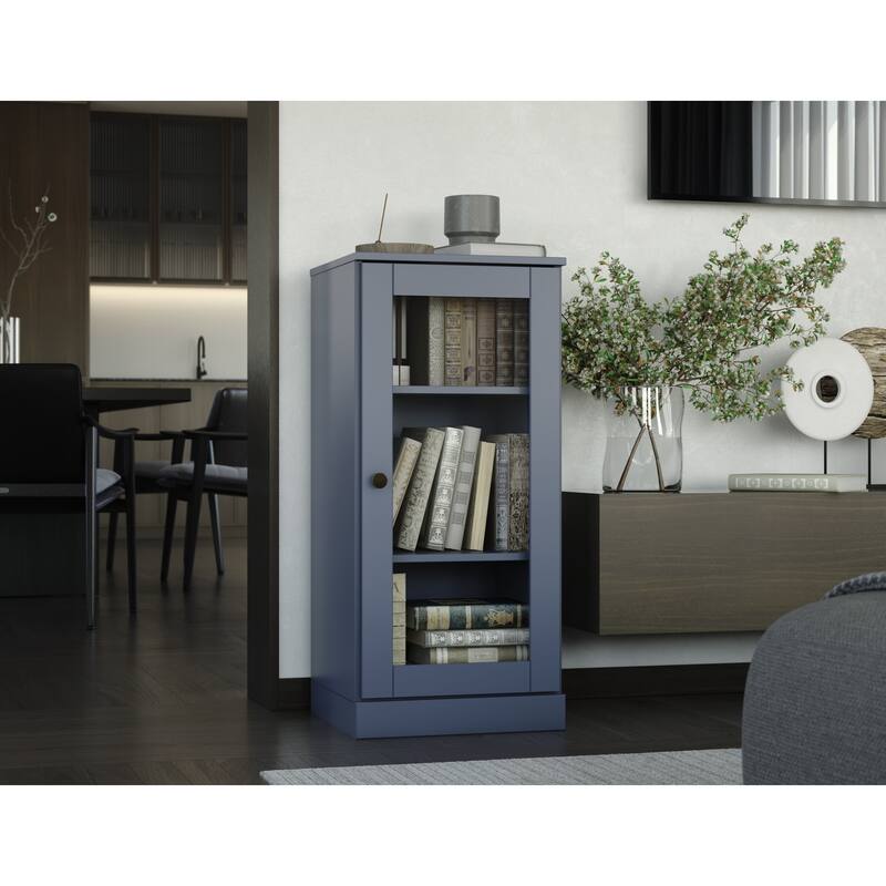 Palace Imports 100% Solid Wood 3-Shelf Bookcase with Clear Glass Door and Adjustable Shelves