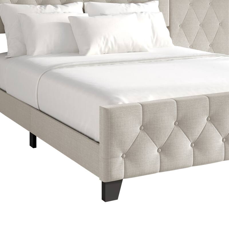 CraftPorch Modern Button Tufted Diamond Bed