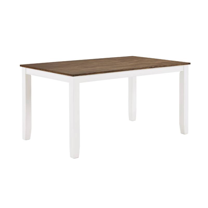 Dobby 7pc Dinette Set, Table and 6 Dining Chairs, White Brown Wood