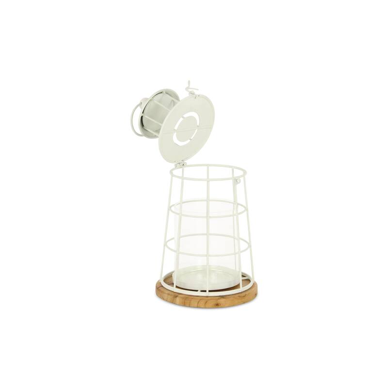 Caler White Metal Large Lighthouse Styled Lantern
