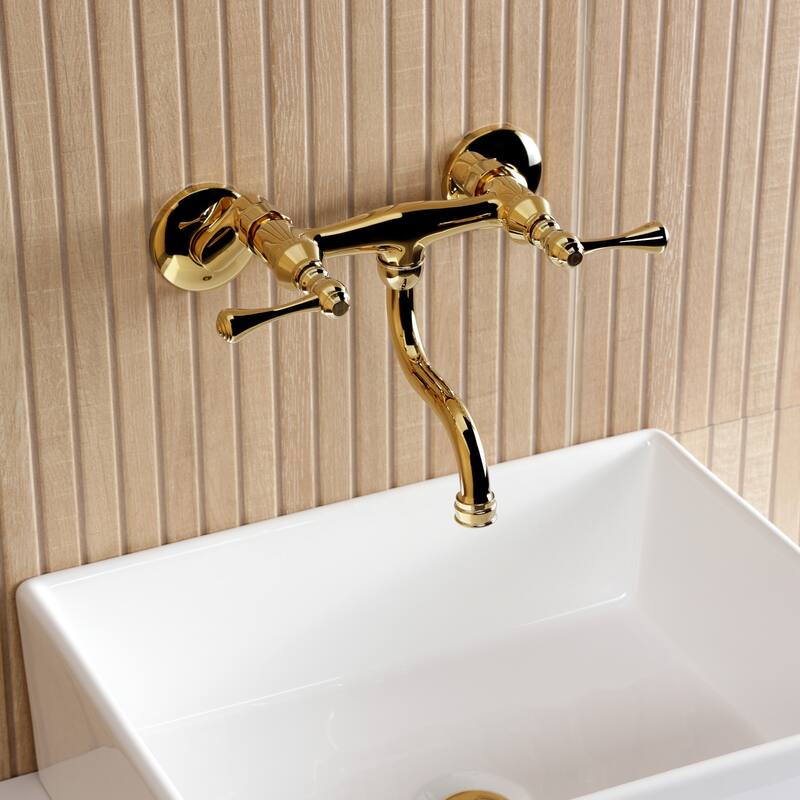 Kingston Brass Kingston Two-Handle 2-Hole Wall Mount Bathroom Faucet