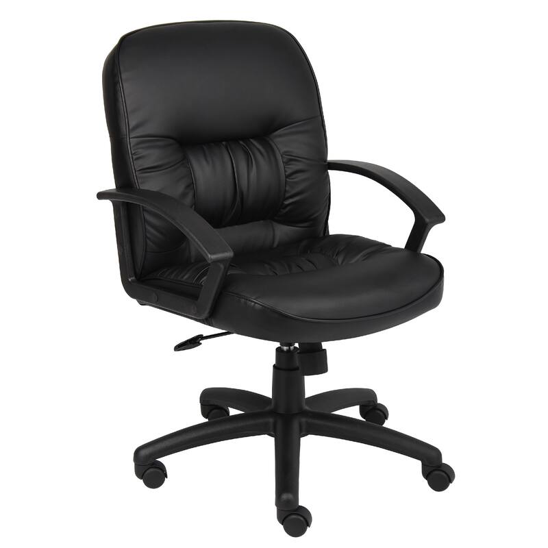 Mala Mid Back Office Chair, Black Faux Leather, Rolling Base, Tilt Lock