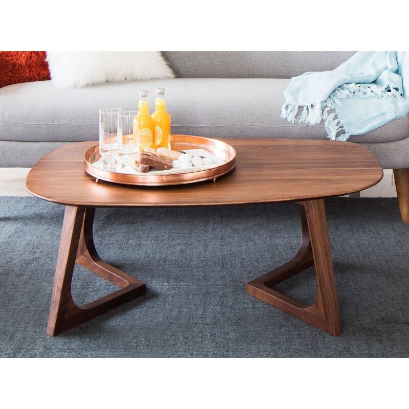 Aurelle Home Gideon Solid Walnut Modern Coffee Table - 42 x 27.5 x 15