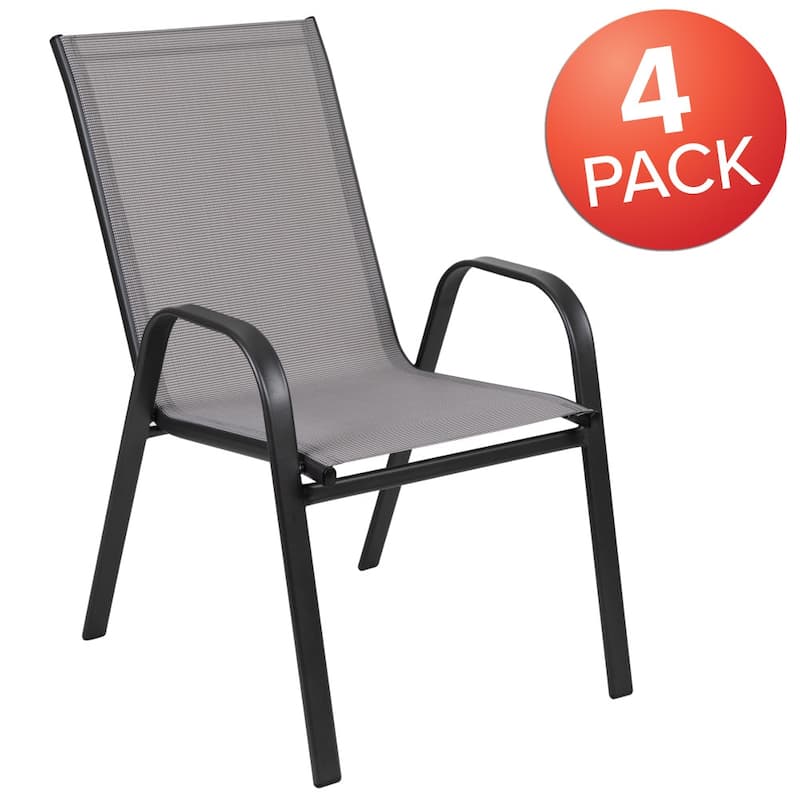 Outdoor Stacking Chairs w/ Flex Comfort Material (4 Pack)