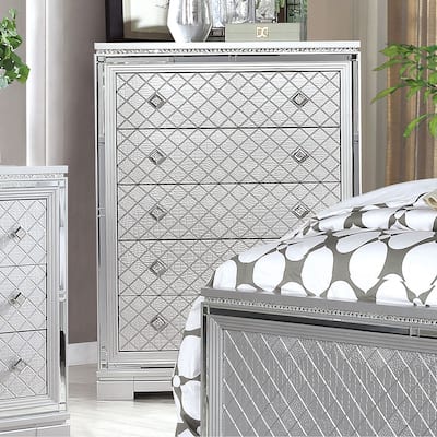 Seleena Glam Silver Solid Wood 5-Drawer Chest by Furniture of America