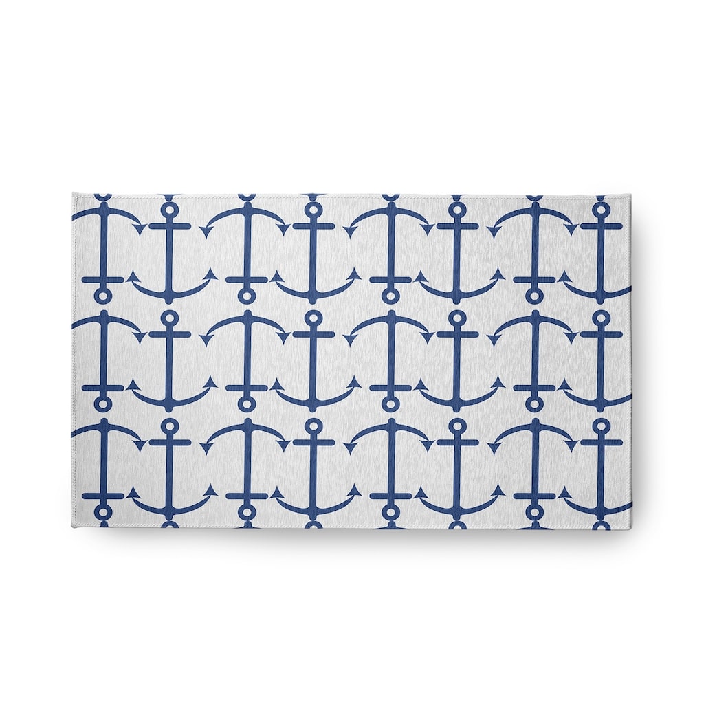 Anchor Pattern Beach Style Chenille Area Rug