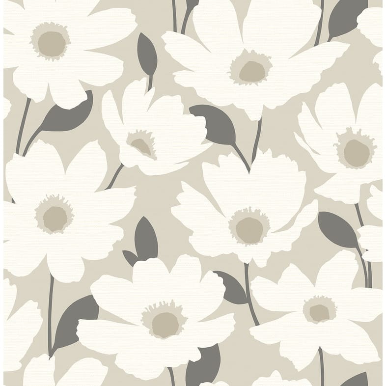 Brewster Astera Beige Floral Wallpaper - 20.5in x 396in x 0.025in