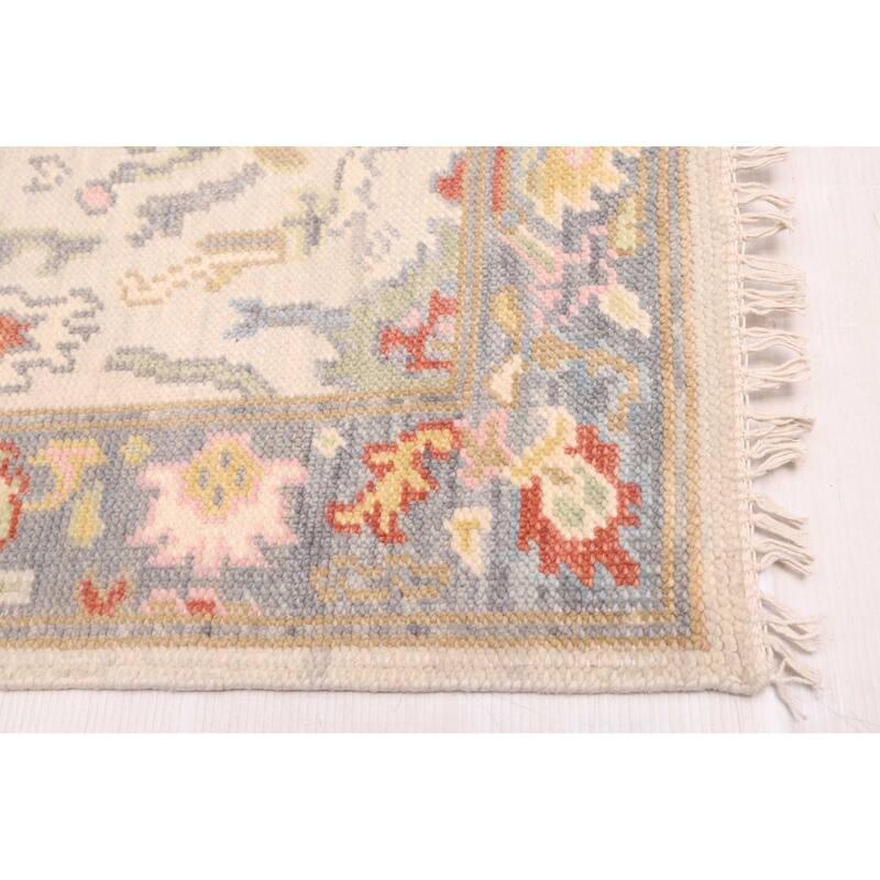 ECARPETGALLERY Hand-knotted Modern Oushak Light Grey Wool Rug - 2'8 x 7'11