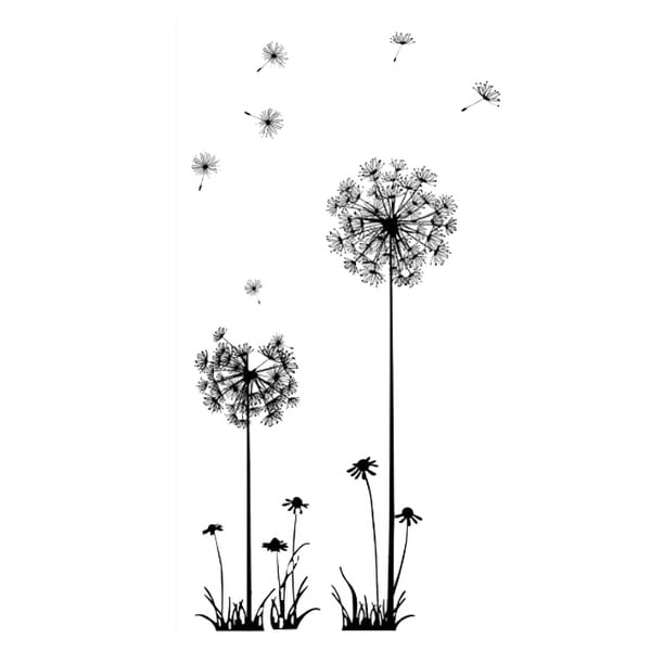 Black Dandelion Wall Stickers Self-stick Artificial Decal for Bedroom