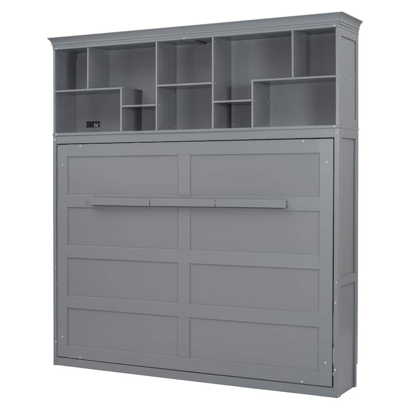 Queen Murphy Bed with Shelves and USB