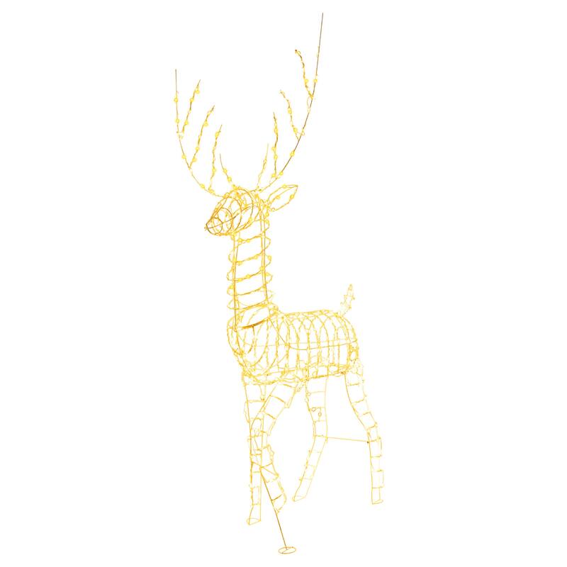 Gymax 6 ' Pre-Lit Christmas Reindeer w/ 300 Warm White LED Lights - Multi - See Details
