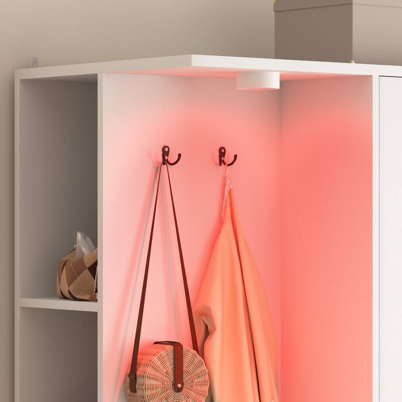 Wardrobe Closet 70.8" H, Bedroom Wooden Wardrobe with 3 Doors 2 Drawers, Modern Clothing Storage Cabinet Combination