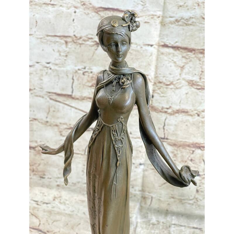 Art Deco Bronze Fashion Model Statue Sculpture Figure Decor 13 Inches X 5 Inches