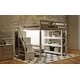 preview thumbnail 22 of 30, Wooden Loft Bed Frame with 4-tier Storage Shelf, Small Wardrobe, White LED Light and Storage Staircase, Space Saving Storage Bed