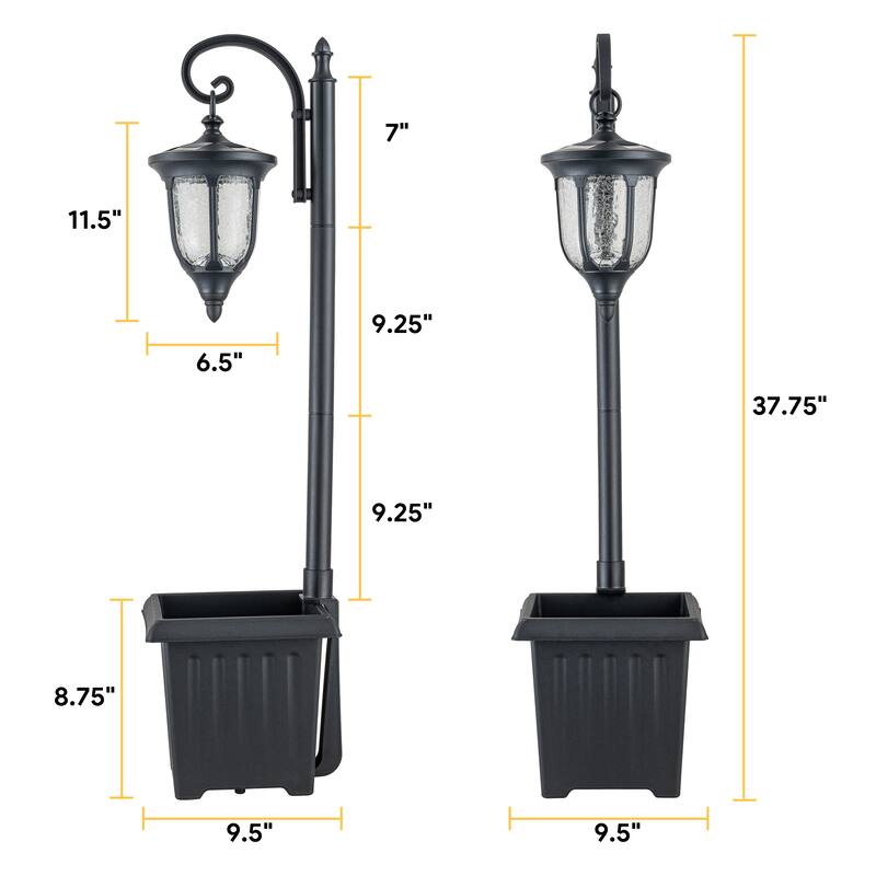 C Cattleya Integrated LED Solar Outdoor Post Light with Planter