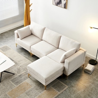L-shaped Fabric Couch Set Convertible Sectional Sofa Set for Living ...