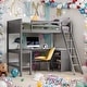 preview thumbnail 20 of 25, Modern Twin Size Wooden Loft Bed With Shelves and Desk,Solid Construction