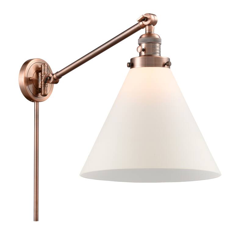 Innovations Lighting X-Large Cone Single Light 16" Tall Bathroom - Antique Copper / Matte White Cased