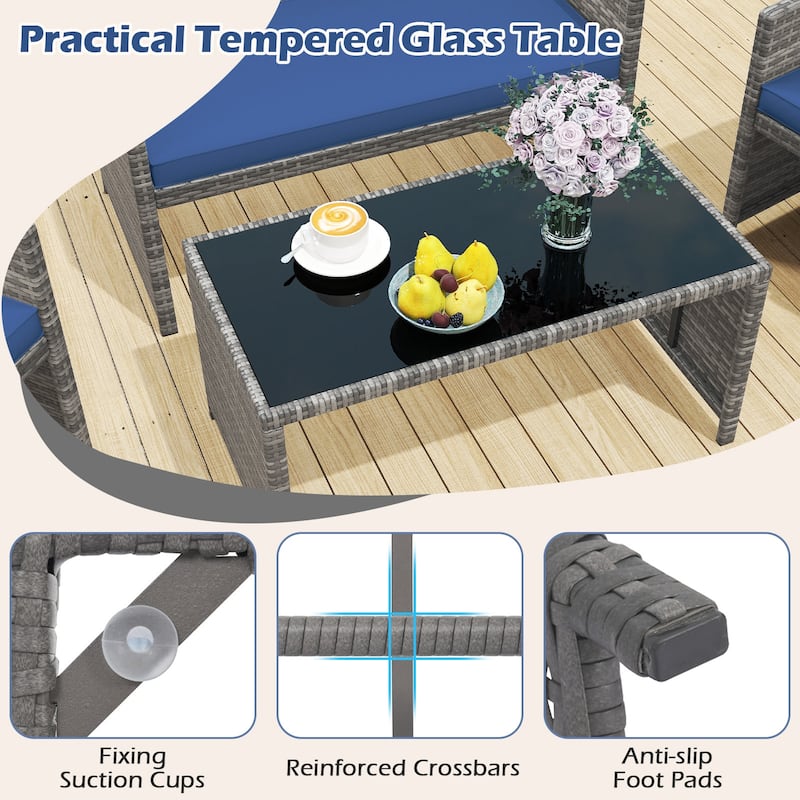 Gymax 8 Piece Patio Furniture Set Outdoor Wicker Conversation Set w/