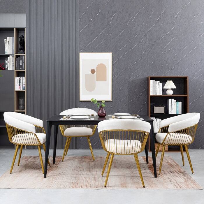 XINMICS Modern Dining Chair, Velvet Back Armchair for Living Room/Study, Set of 2/4/6